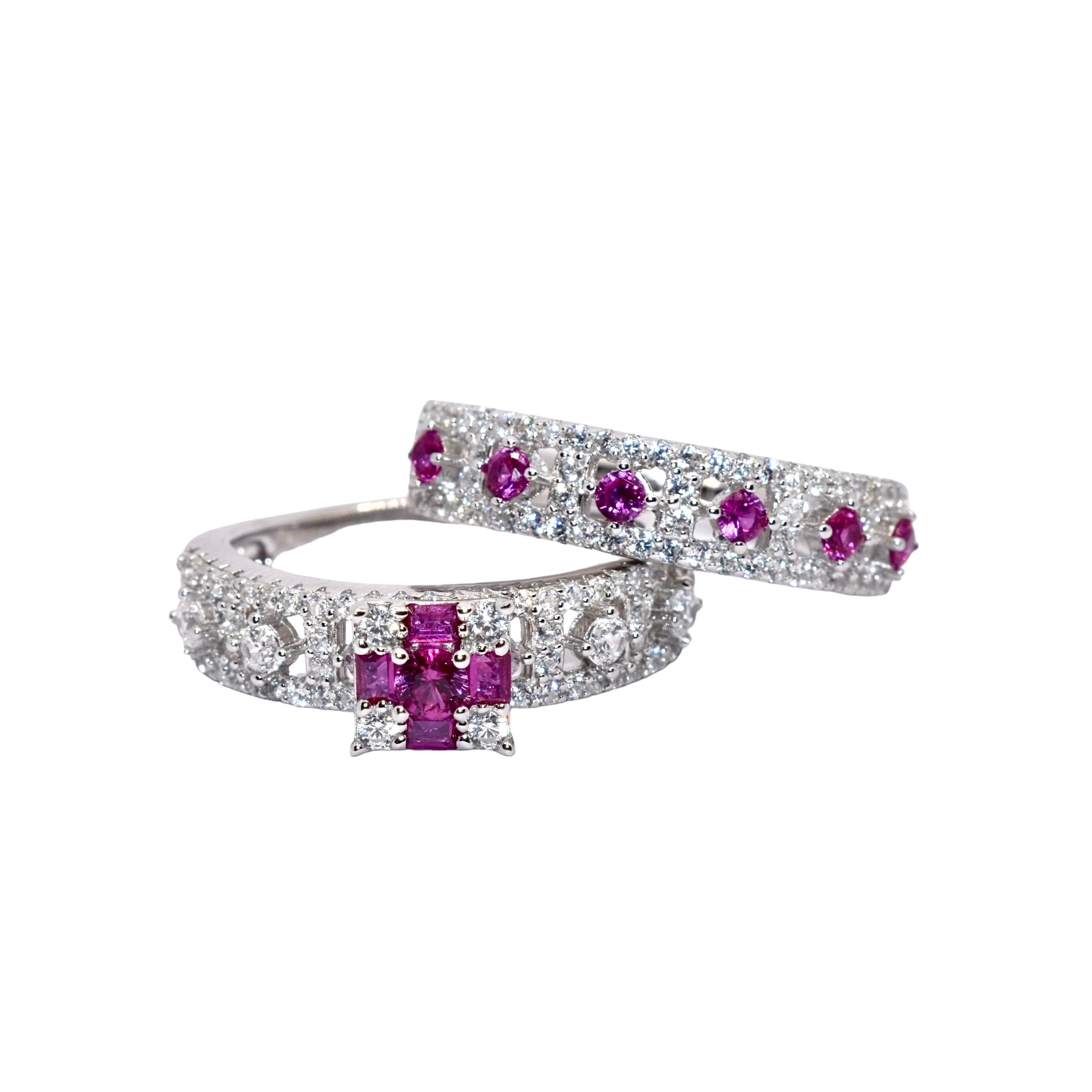 Ruby Coloured Dual Set Ring