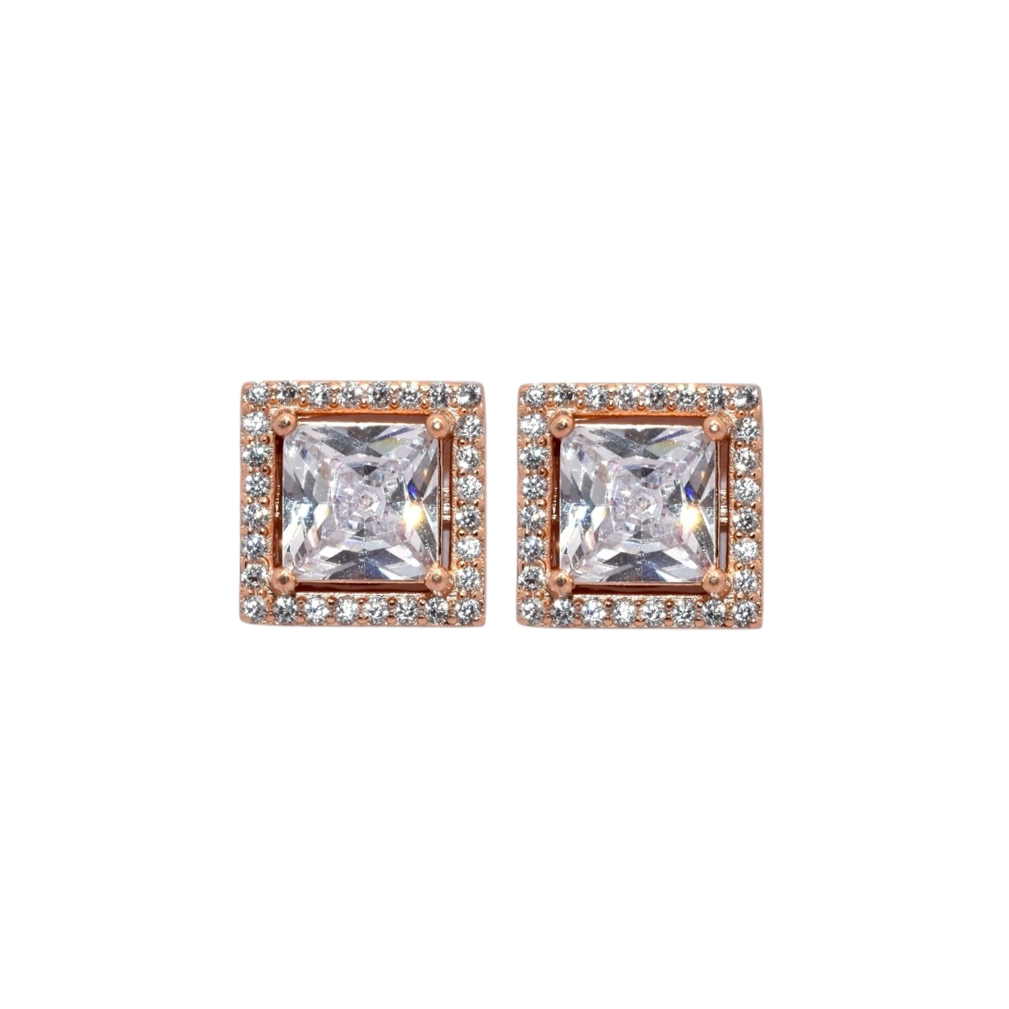 Large Rose Gold Halo Cushion Cut Studs