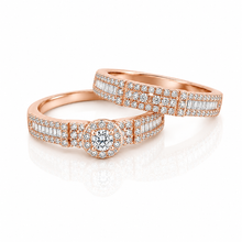 Rose Gold Halo Solitaire Dual Set Ring