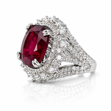 Ruby Coloured Emerald Cut Ring