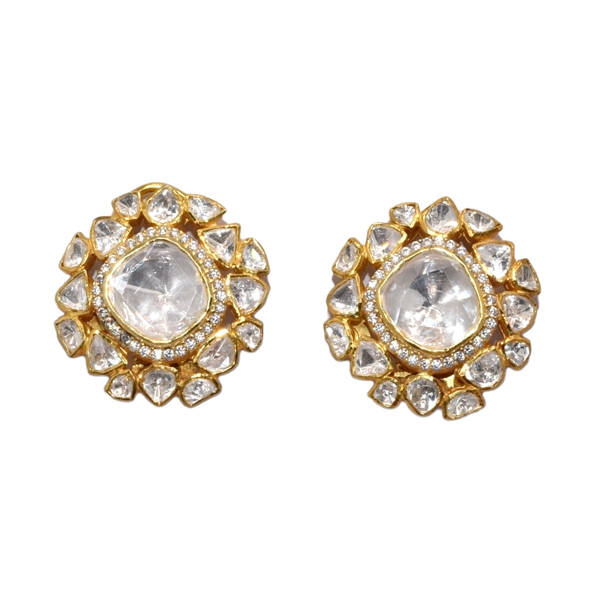 Gold Plated Moissanite Cushion Earring