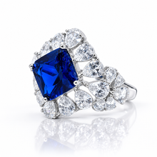 Sapphire  Coloured Cushion Cut Ring