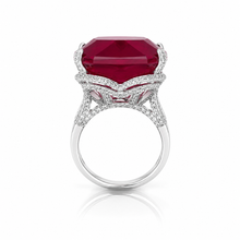 Ruby Coloured Cushion Cut Ring