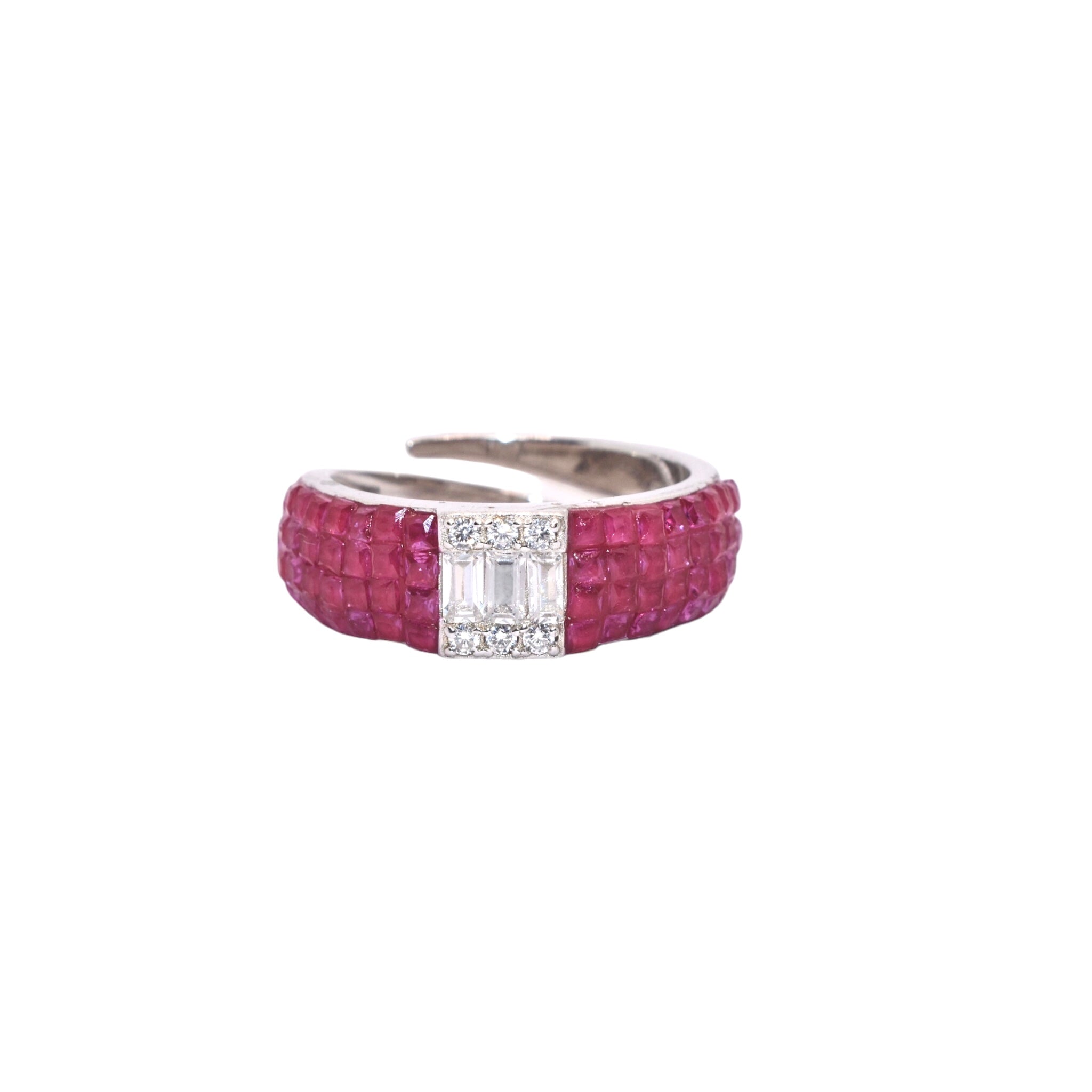 Ruby Coloured Emerald Cut Ring