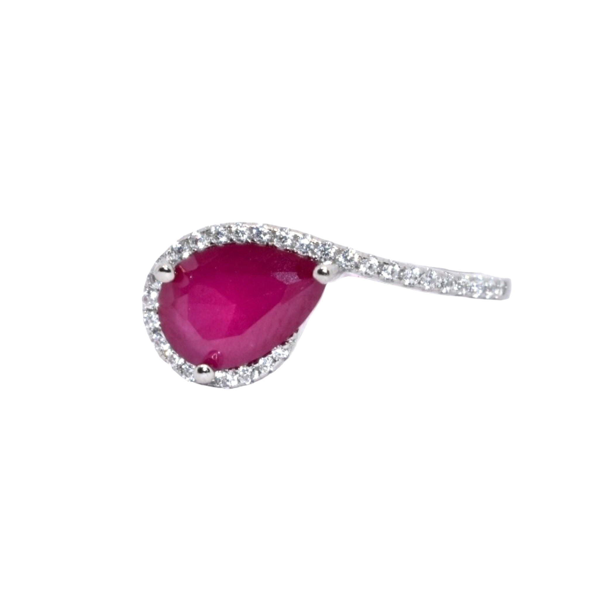 Ruby Colour Pear Ring