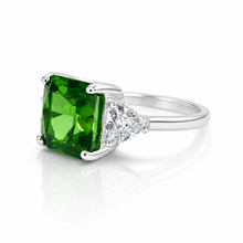 Emerald Coloured Cushion Cut Ring