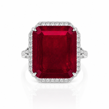 Ruby Coloured Emerald Cut Ring