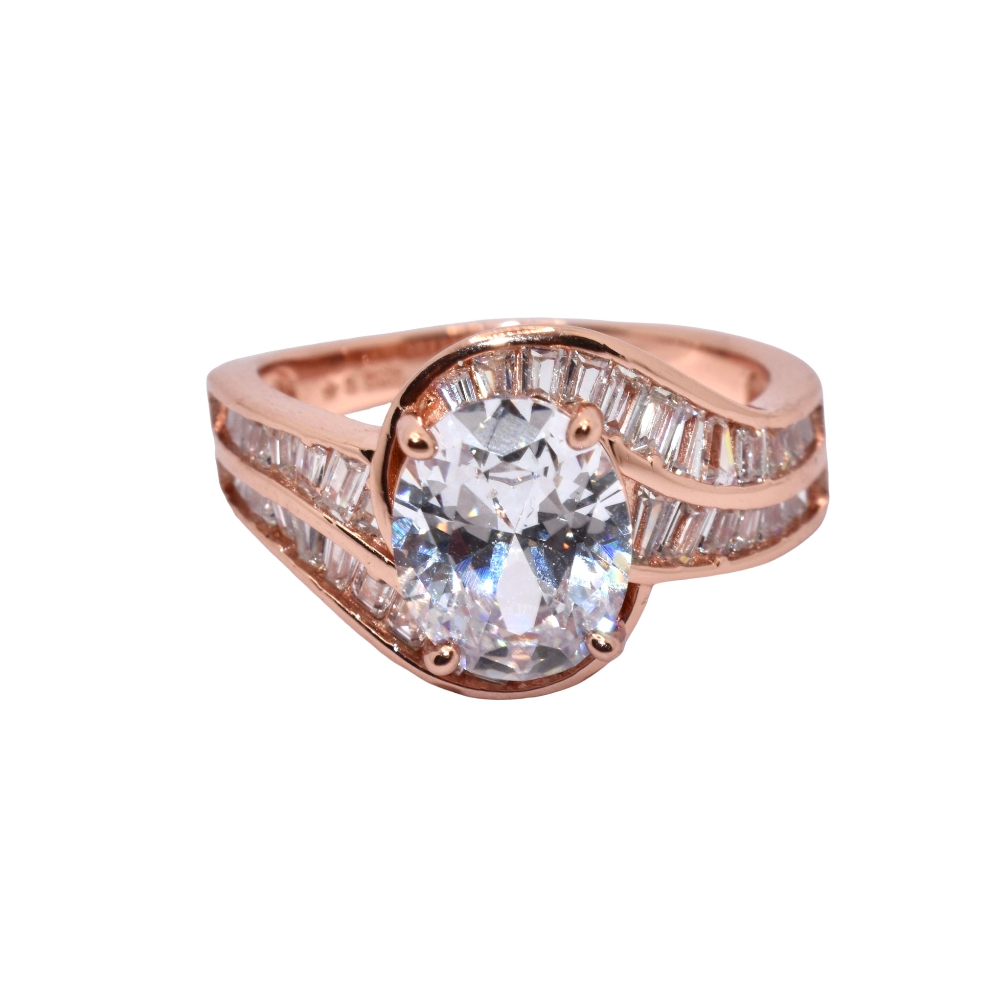 Rose Gold Baguette Oval Shape Ring