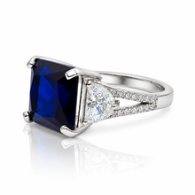 Sapphire Coloured Cushion Cut Ring