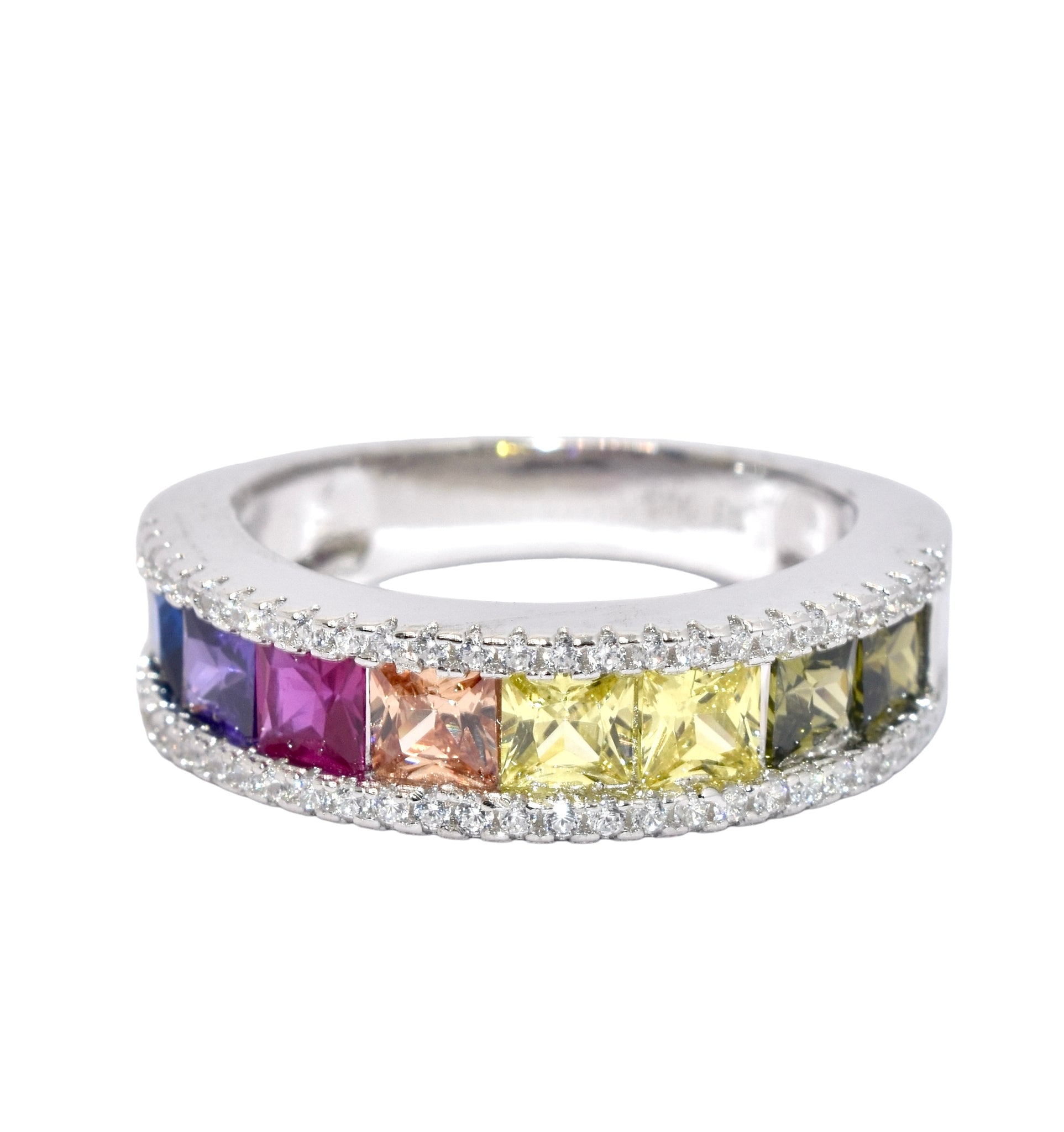 Multicolour Half Band Ring