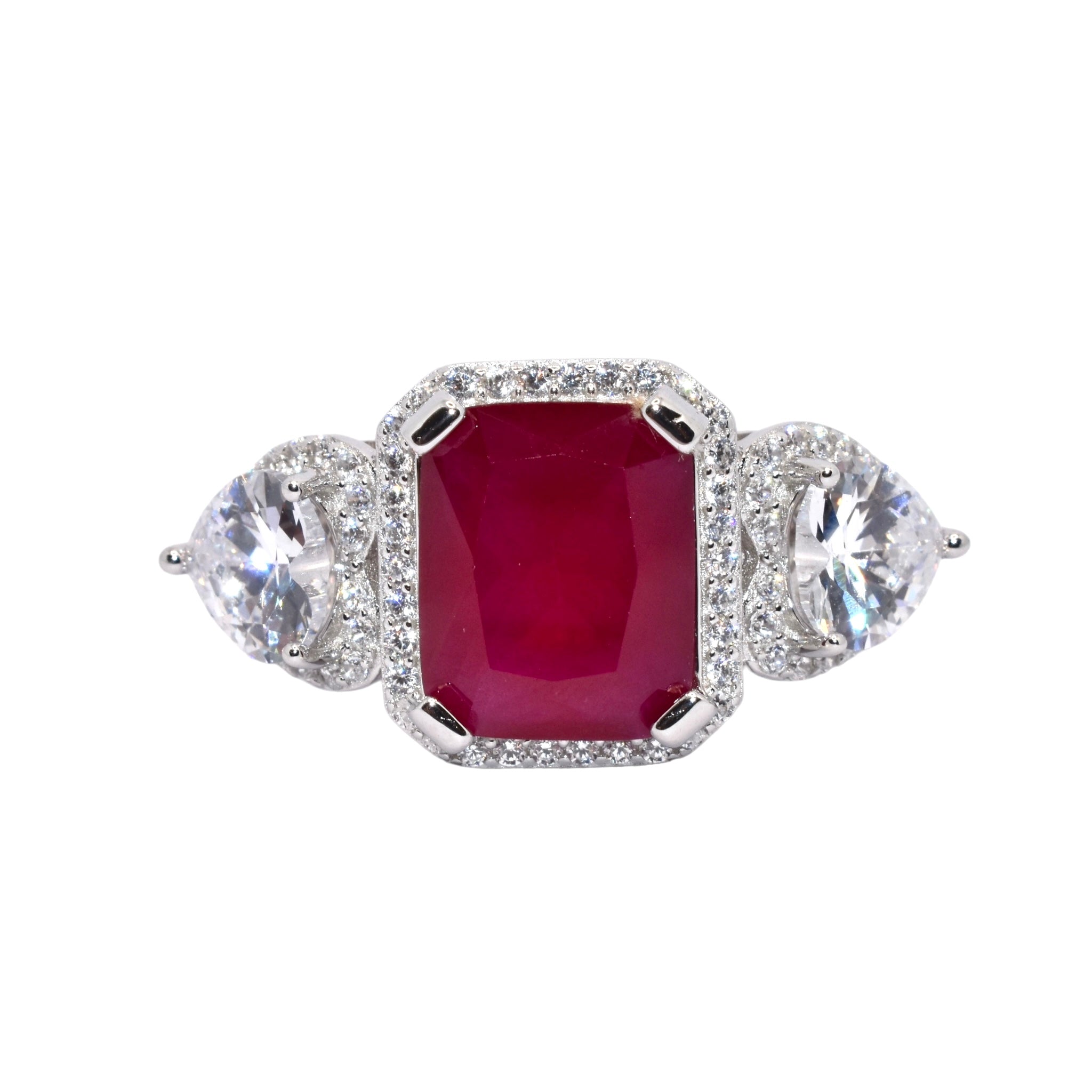 Triple Stone Ruby Coloured Ring