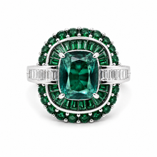 Emerald Coloured Cocktail Baguette Ring