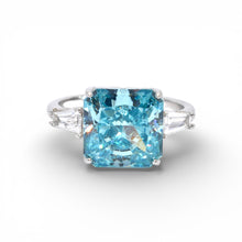 Aquamarine Coloured Cushion Cut Ring