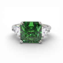 Emerald Coloured Cushion Cut Ring