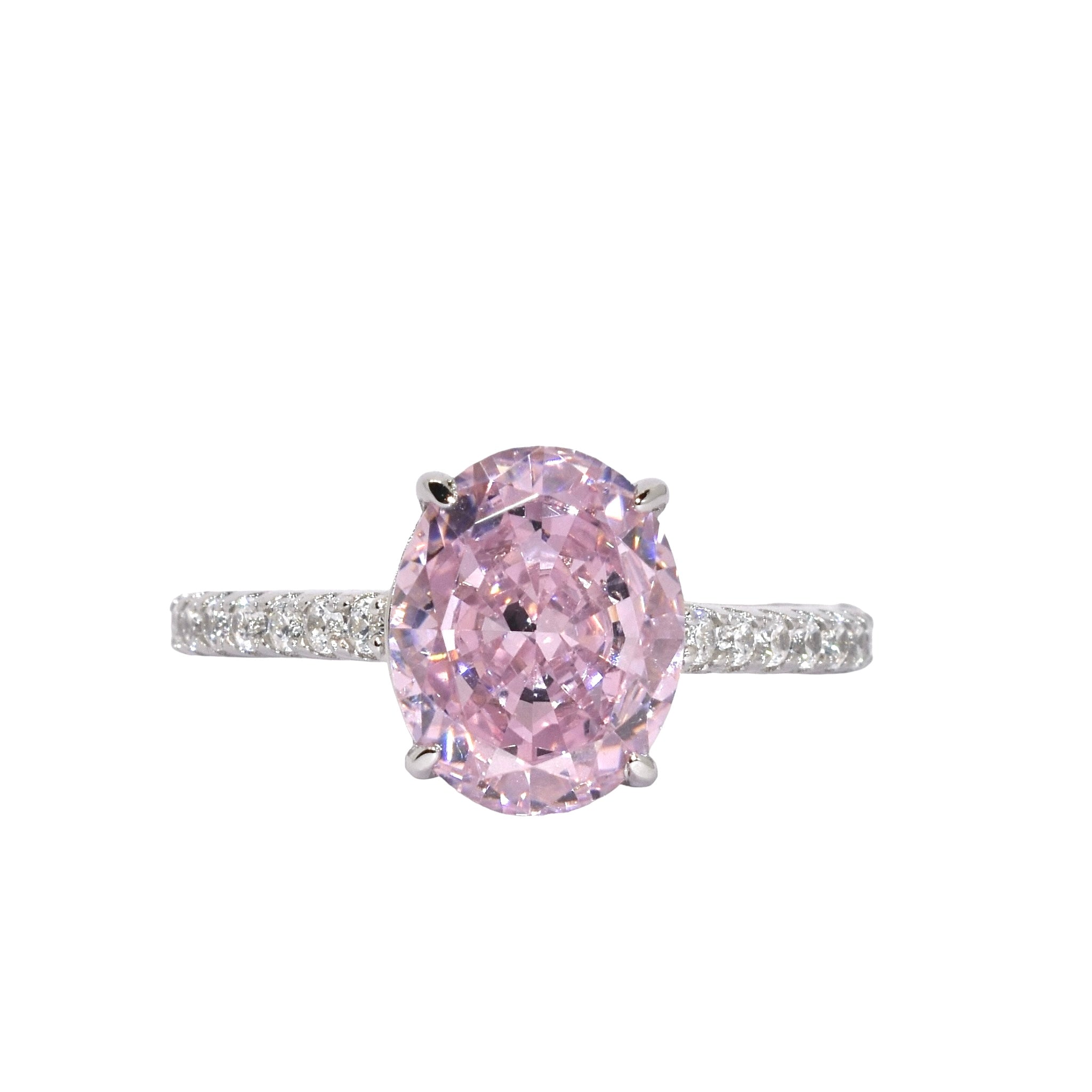 Light Pink Ice Cut Oval Ring