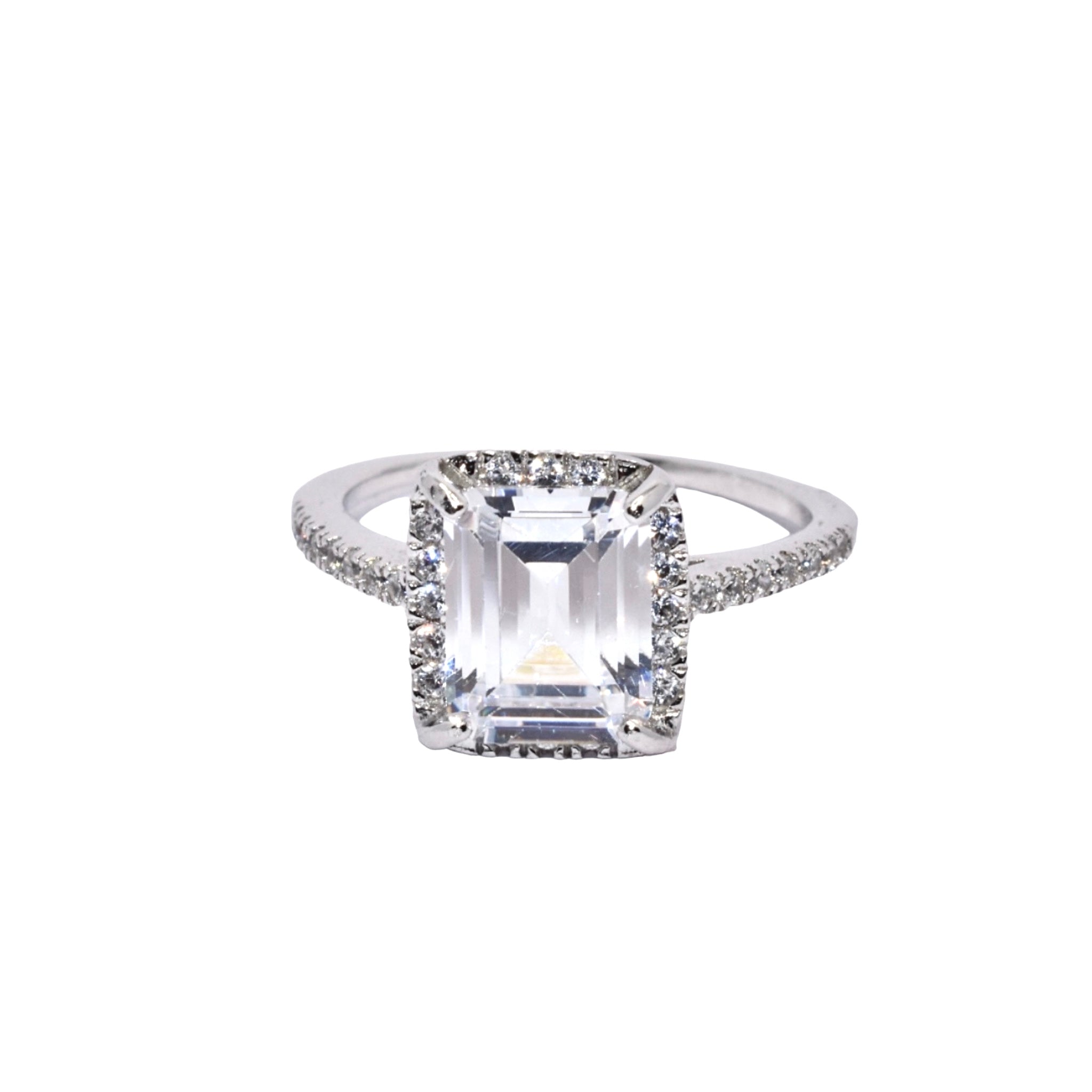 Halo Emerald Cut Ring