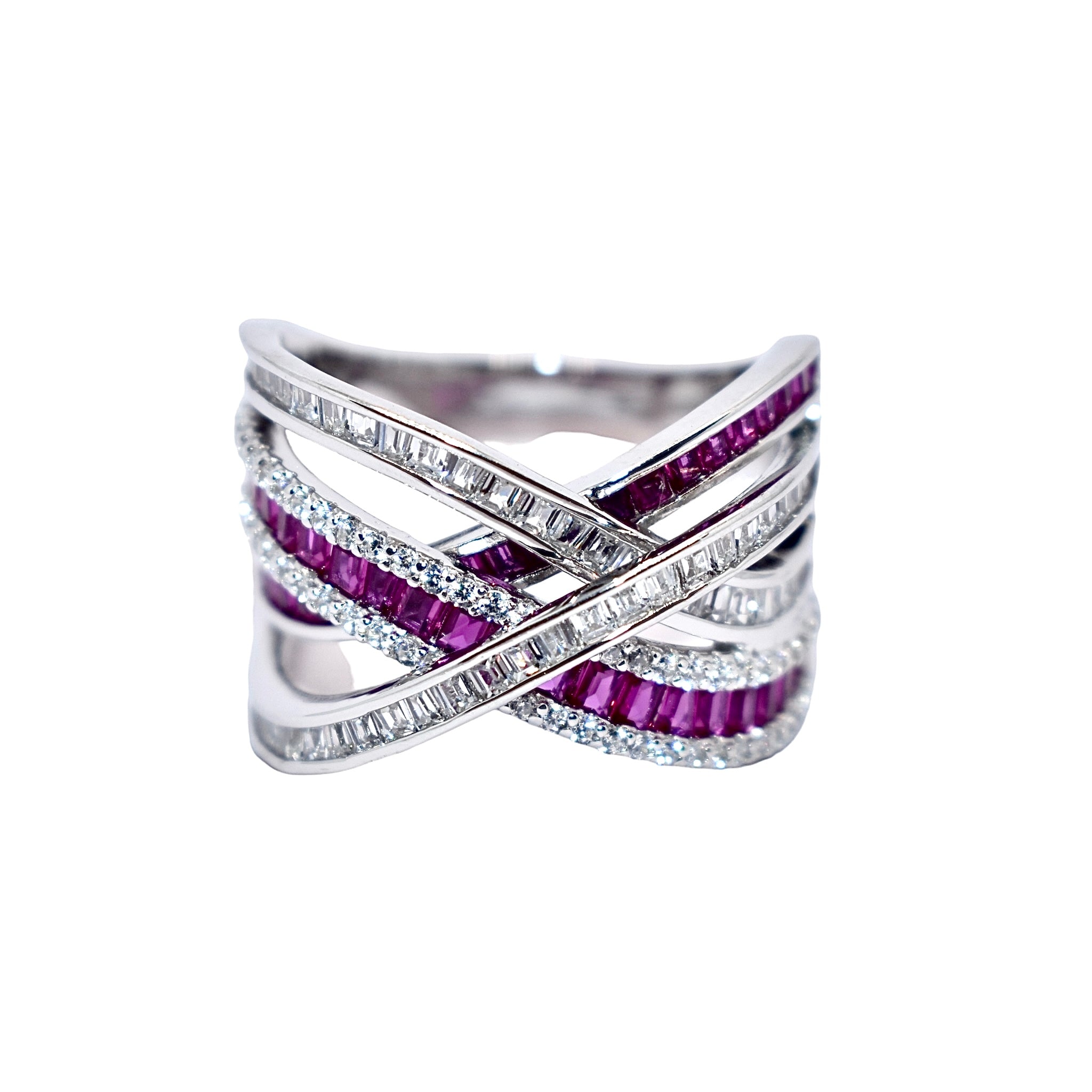 Criss Cross Ruby Coloured Ring