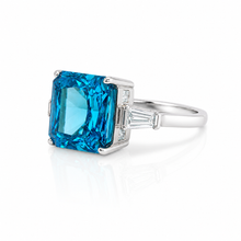 Sapphire Coloured Ice Stone Cushion Cut Ring