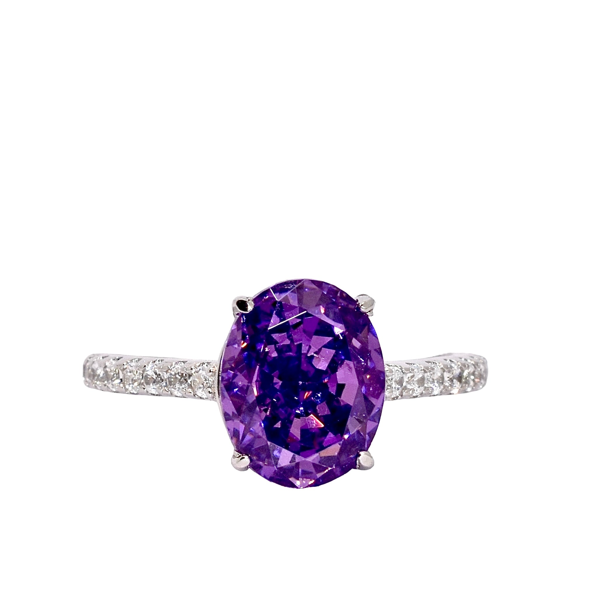 Violet Ice Cut Oval Ring