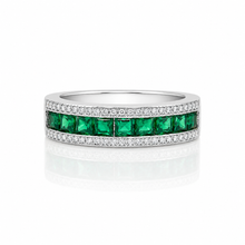 Emerald Coloured Half Band Ring