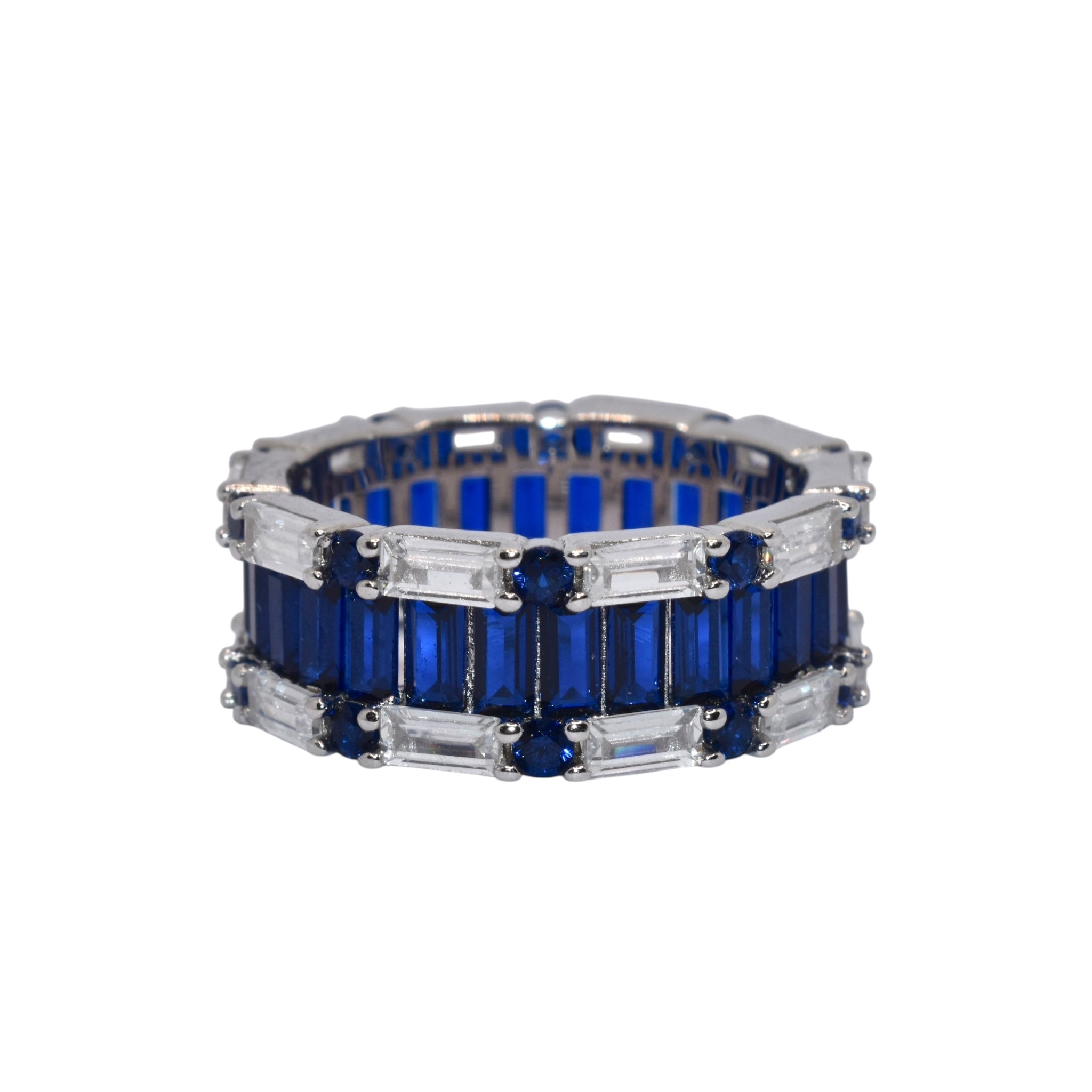 Sapphire Coloured Baguette Band Ring