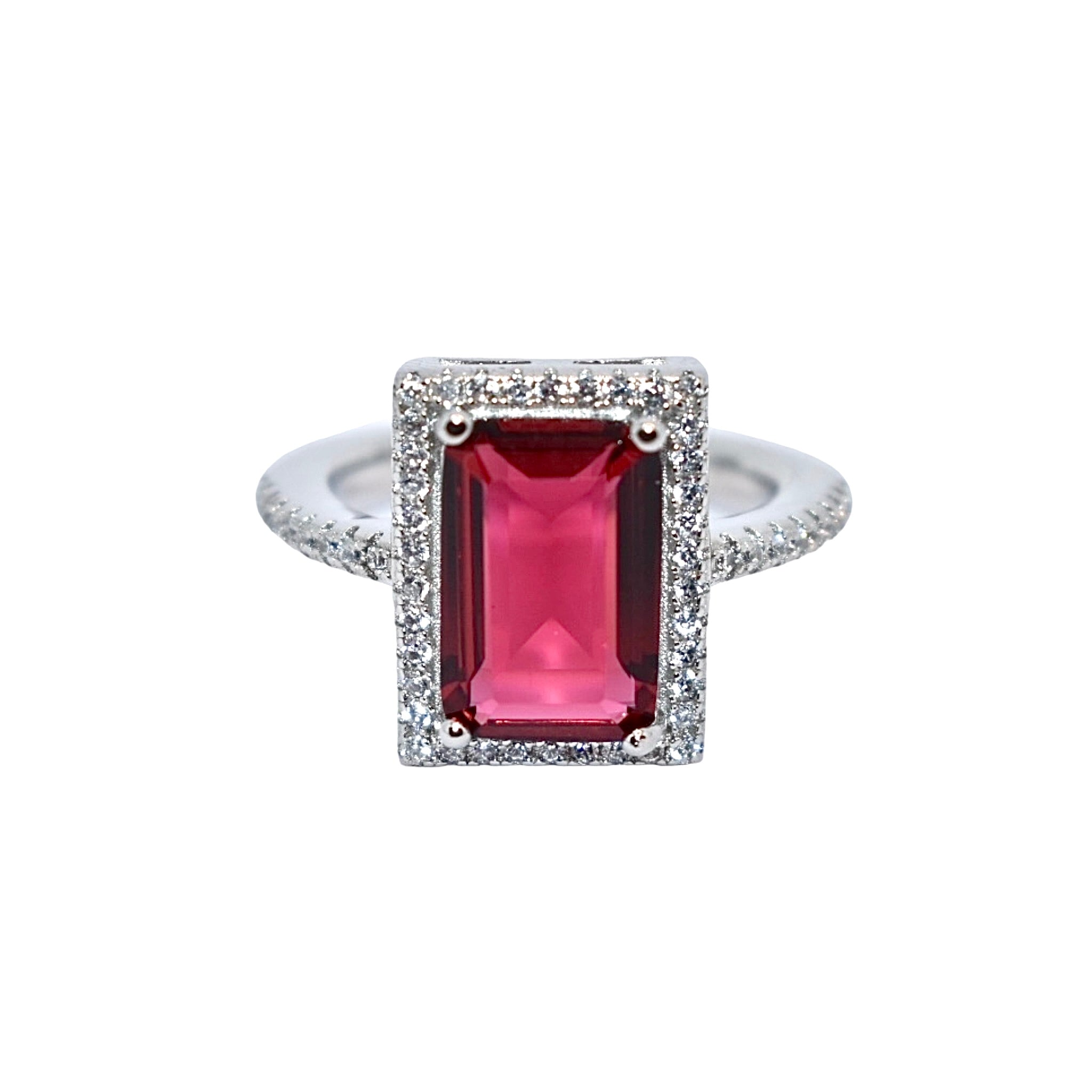 Halo Ruby Coloured Ring