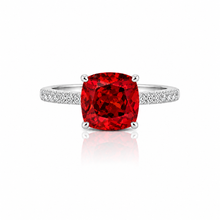 Ruby Coloured Ice Stone Cushion Cut Ring