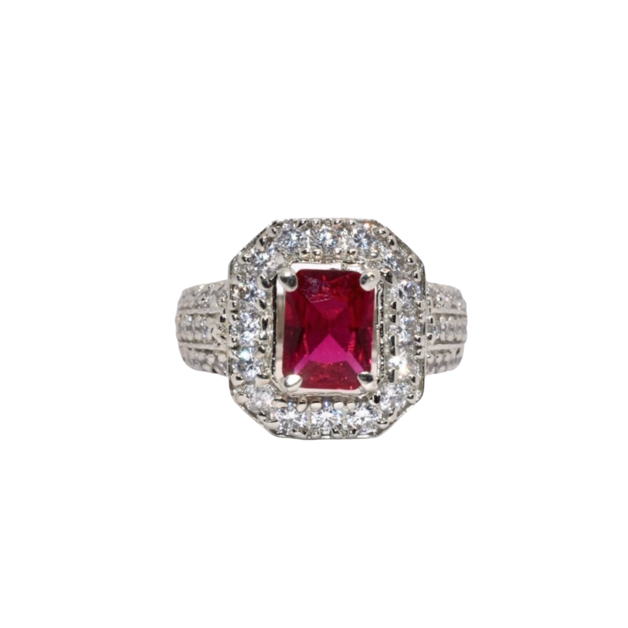 Halo Ruby Coloured Ring