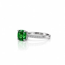 Emerald Coloured Cushion Cut Ring