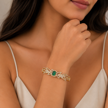 Gold Coloured Emerald Coloured Bracelet