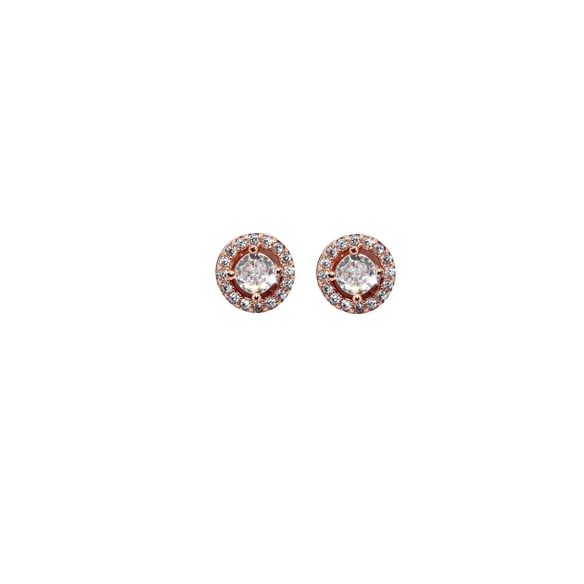 Rose Gold  Solitaire  Halo studs