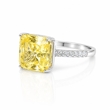 Ice Stone Yellow Coloured Cushion Cut Ring