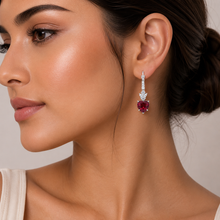 Ruby Coloured Heart Shape Earring