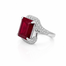 Ruby Coloured Emerald Cut Ring