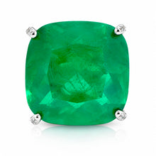 Emerald Coloured Cushion Cut Ring
