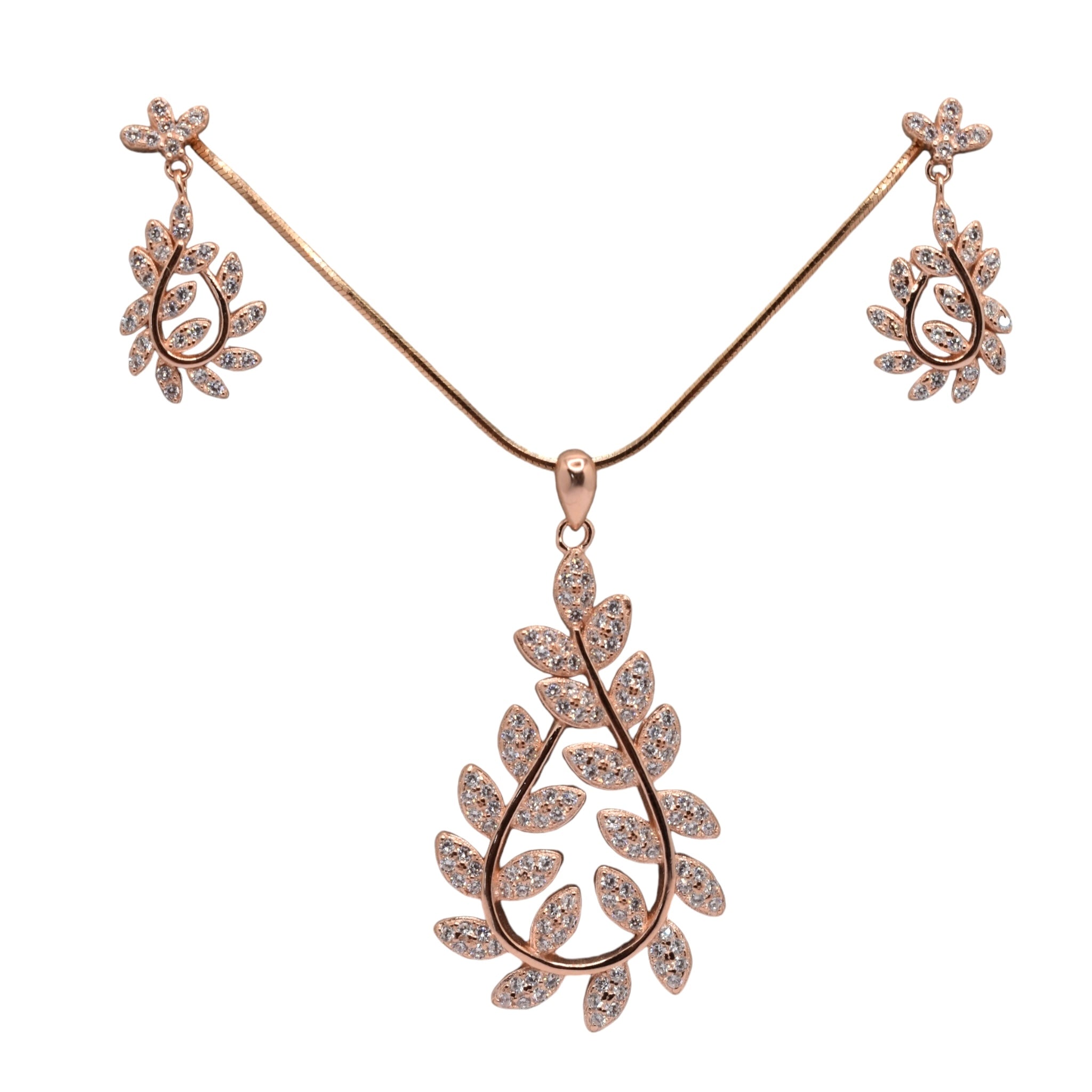 Rose Gold Leaves Shape Chain Pendant