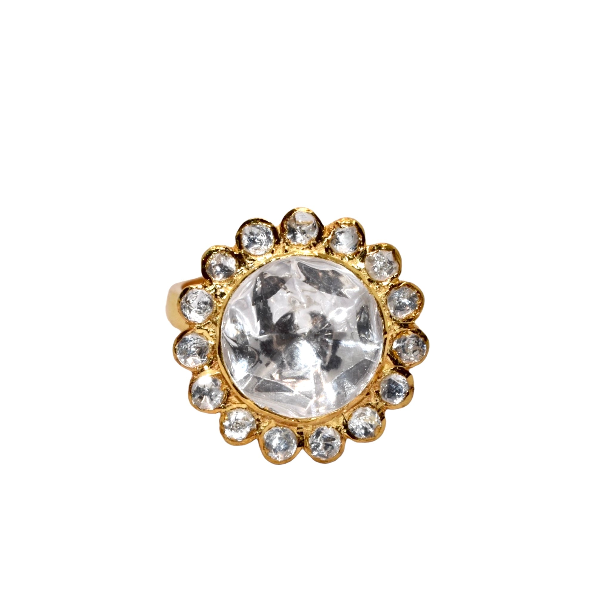 Adjustable  Moissanite Gold Plated Ring