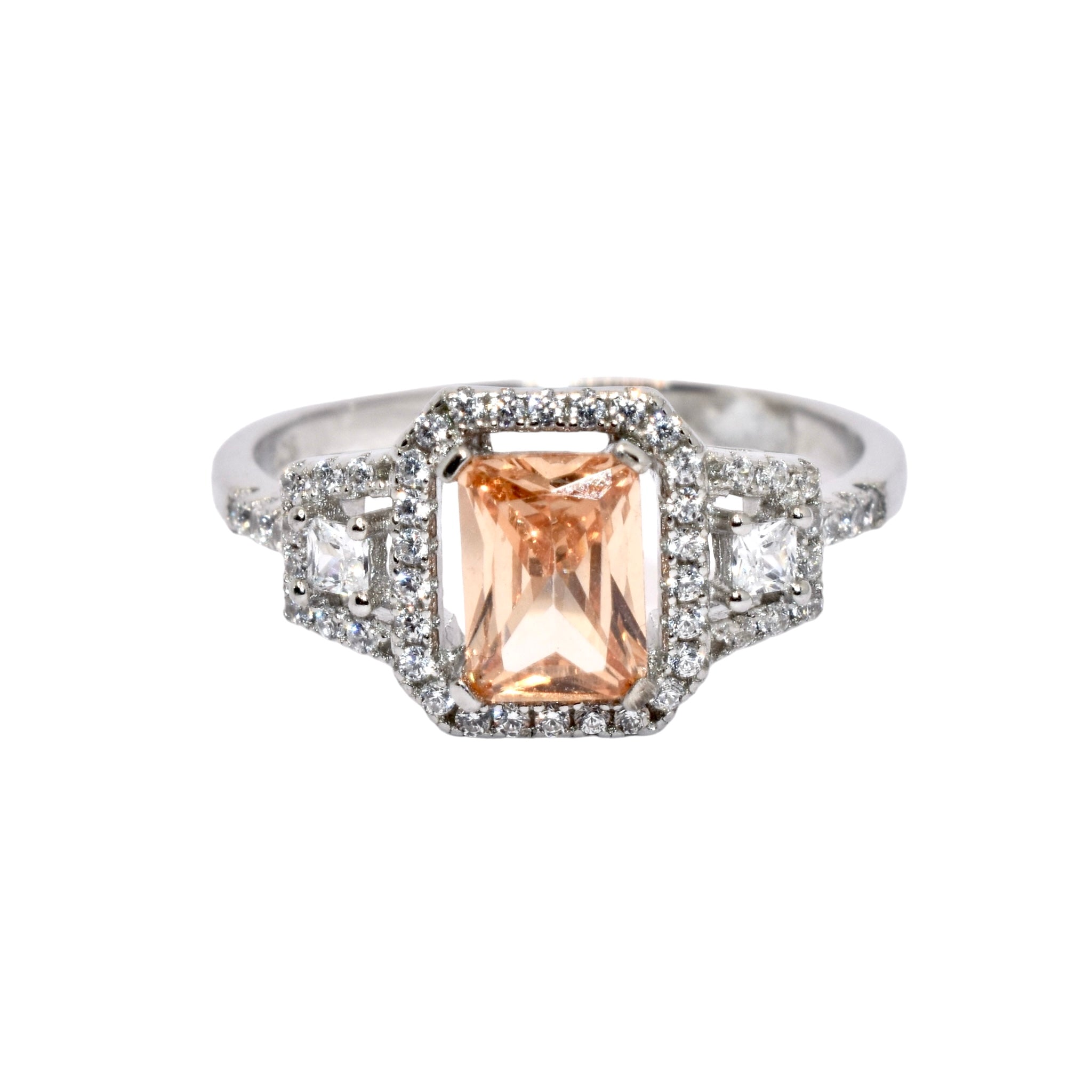 Emerald cut coloured ring