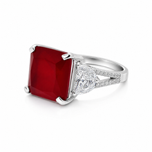 Ruby Coloured Cushion Cut Ring