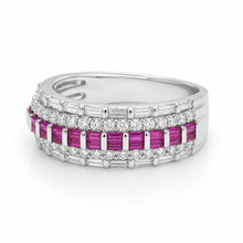 Ruby Coloured Baguette Band Ring