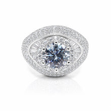 Halo Solitaire Baguette Cocktail Ring