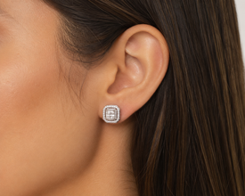 Dual Halo Cushion Cut Studs