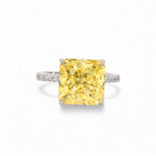 Ice Stone Yellow Coloured Cushion Cut Ring