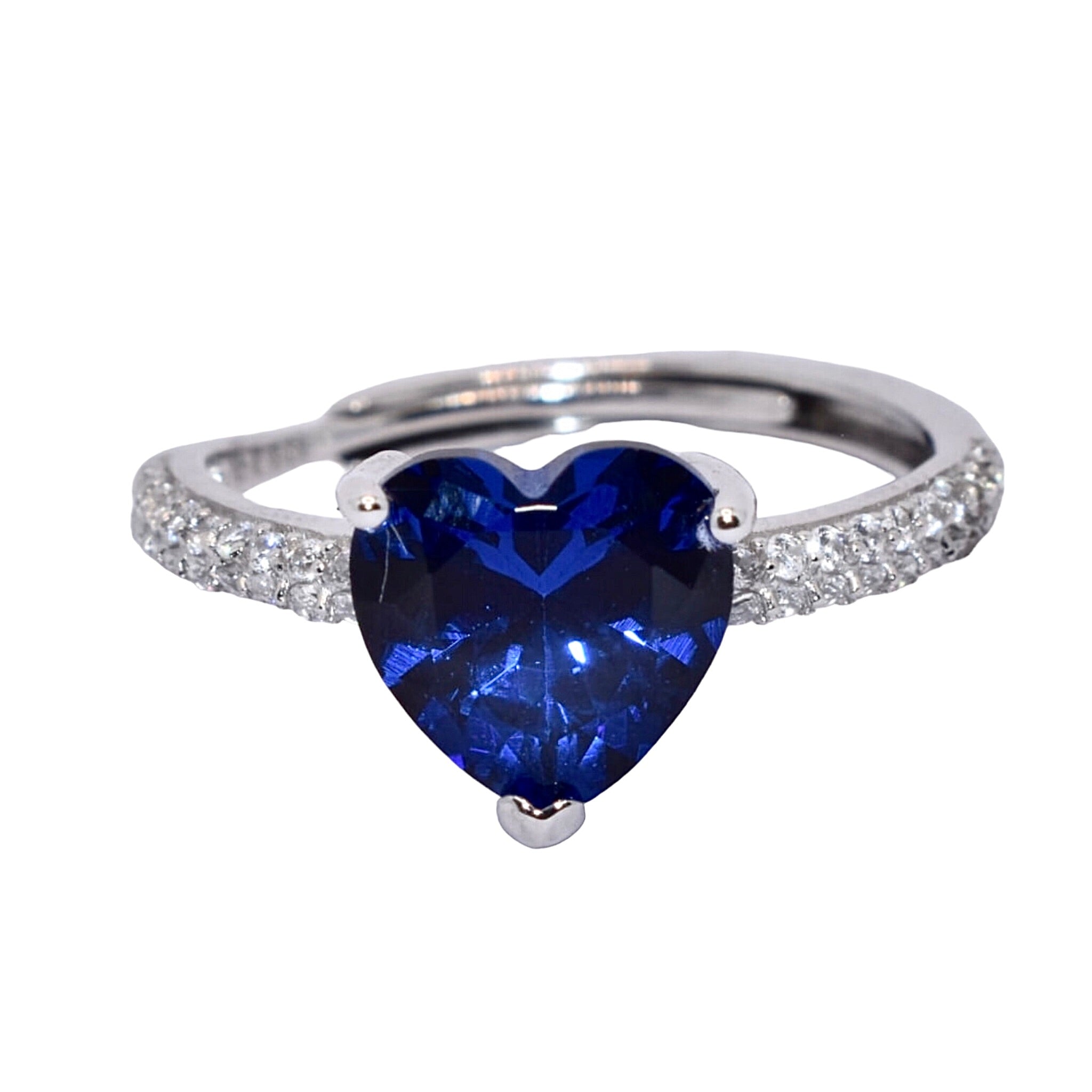 Sapphire Coloured Heart Ring