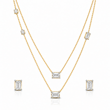 Dual Emerald Solitaire Chain Pendant Set