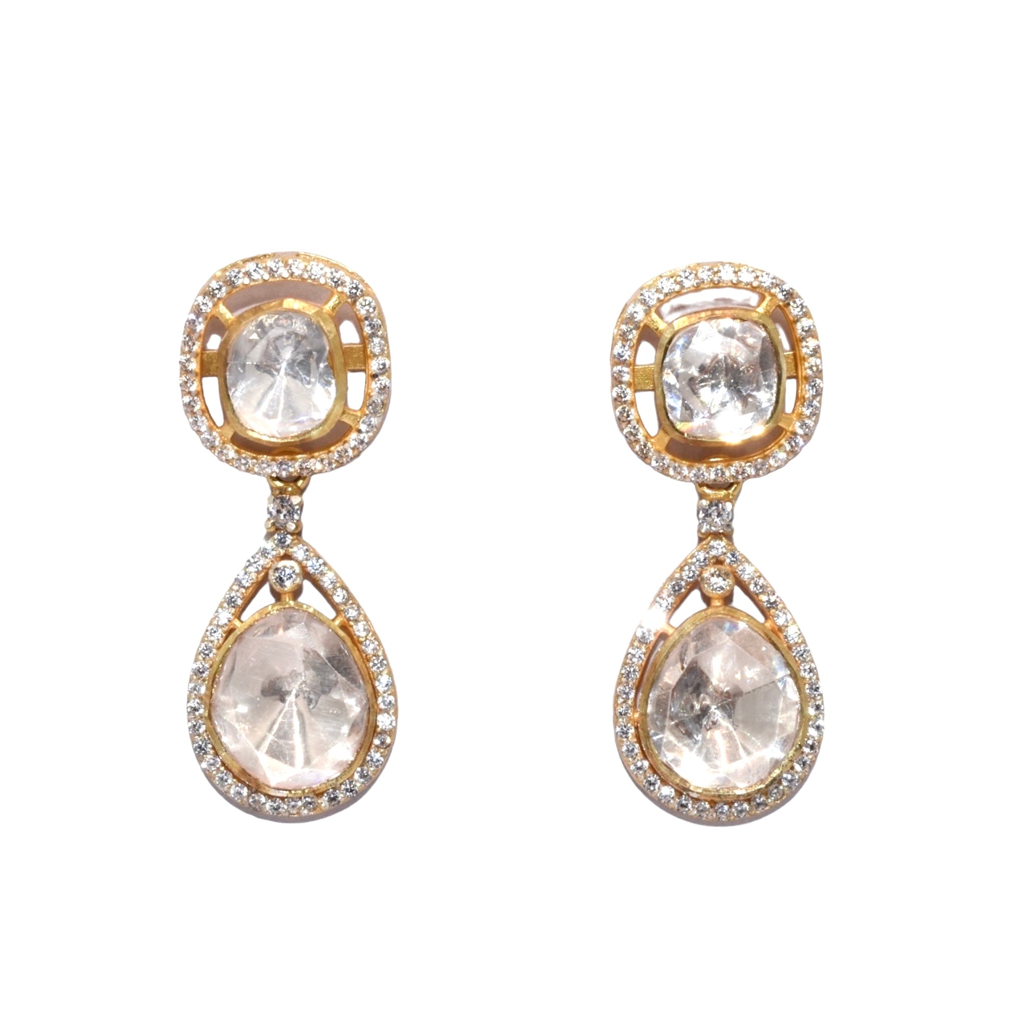 Gold Plated Moissanite Cocktail Earring