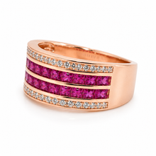 Rose Gold Ruby Baguette Half Band Ring