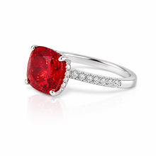 Ruby Coloured Ice Stone Cushion Cut Ring