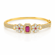Gold Coloured Ruby Emerald Bracelet