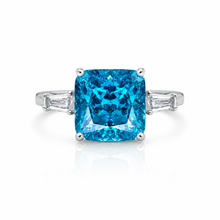 Sapphire Coloured Ice Stone Cushion Cut Ring